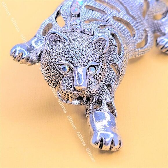 prowling PANTHER Brooch with Sparkling Fashion Rhinestones - Picture 3 of 13